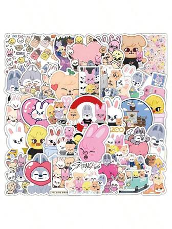 50张SKZOO卡通趣味动物贴纸，可装饰桌面、手机账号，防水，新年礼物