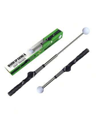 Entrenador de swing de golf retráctil, palo de golf de acero inoxidable diestro, entrenador de fuerza de agarre de práctica interior para potencia y ritmo, accesorios de golf para chipping y golpeo, regalos de Acción de Gracias y Navidad - Negro/Rojo/Azul