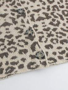 Women's Cardigan Sweater, Long Sleeve, Ribbed Contrast Leopard Print Button Closure, Sexy, Elegant, Knowledgeable, Suitable For Spring/Autumn Outings And Dates - Mixed Colors - View 5