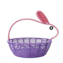Easter Rattan Basket Cute Bunny Shaped Baskets With Hand Portable Rustic Woven Items Storage Box For Easter Celebration Party Home Decor - Pink - View 1