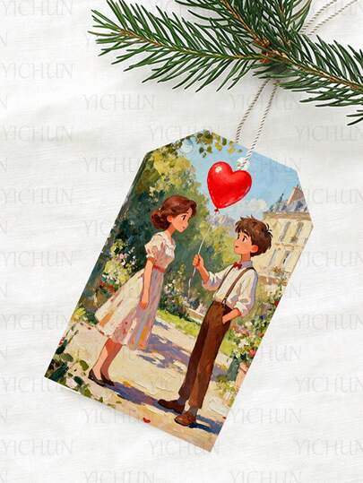 20pcs Valentine's Day Gift Tags - With 5M Jute Rope, Elegant Oil Painting Style Valentine's Day Gift Tags, Holiday Hanging Decorations Tags, Gift Box Decoration Cards | Suitable For Valentine's Day Gifts, Birthday, Wedding Anniversary Gifts