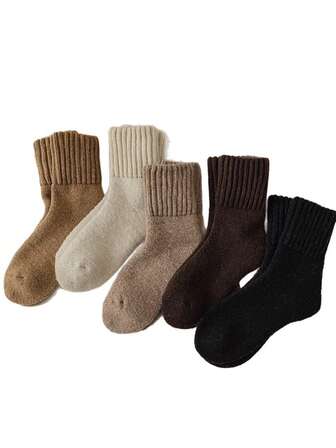 3 PairsNew Winter Socks Women Cashmere Wool Thicken Warm Women Socks Sox Japanese Fashion Harajuku Solid Color Thermal Long Socks2PCS5PCS