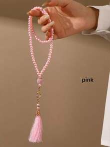 1件装 - Muse 祈祷念珠 99颗 6毫米玻璃仿珍珠流苏手链 中东时尚挂饰、服饰配件、斋月、新年礼物 - 彩色 - 查看 14