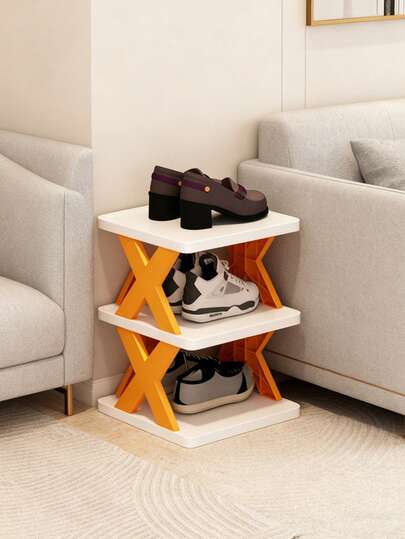 1个三层鞋架，多层鞋架，适用于公寓入口，简约鞋架，适用于出租房、学校宿舍、卧室，节省空间的鞋柜，可容纳3双鞋，加厚PP材质，易于安装。