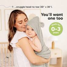 WSXC KeaBabies 2-Pack Hooded Baby Towels For Newborn - 30x30 Soft And Absorbent Viscose From Bamboo Baby Bath Towels With Hood For Infant Toddler Boys Girls Newborn Bath Essentials Steel Petite - 鋼 - 查看 3