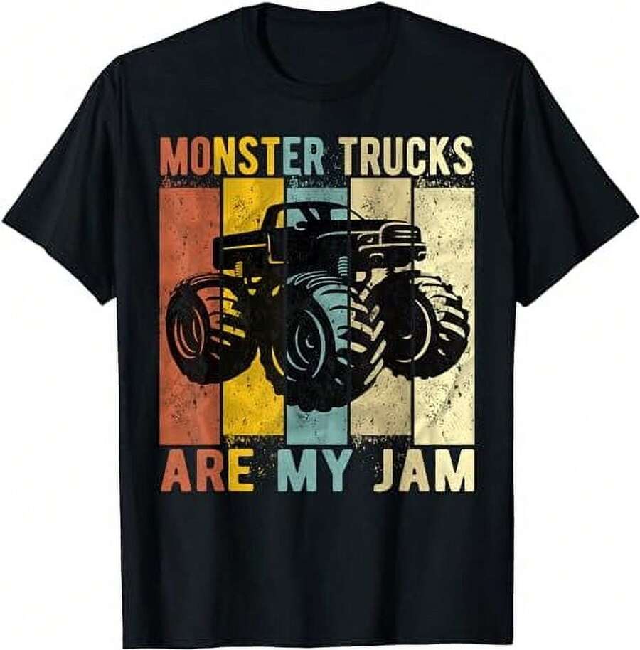 Monster Trucks Are My Jam Vintage Retro Monster Truck T-Shirt - màu đen - Xem 1