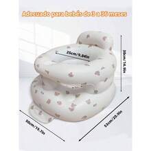 Asiento Inflable Circundante para Bebs de 3 a 36 Meses, Asiento Tipo Bumbo con Bomba de Aire Incorporada y Bandeja, Silla para Bebs Capaz de Soportar Peso Osos - óseo - Ver 7