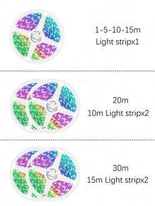 NBBUFF 1M-30M USB LED Light, 32.8-Foot Intelligent RGB LED Light Strip, With APP Control, Timer Setting, Music Mode. LED Decorative Light Strip, Bedroom, Computer, Cabinet. Perfect For Birthday Parties, Perfect For Festivals, And Perfect For Christmas Gifts - Multicolor - View 9