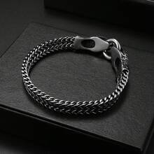 Men's Retro Punk Style Stainless Steel Double Snake Head Bracelet - Gothic Design, Suitable For Party And Casual Outfits, Women Can Also Wear - Bạc - Xem 3