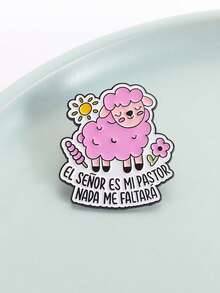 1PC EL SEÑOR ES MI PASTOR Enamel Pins Pink Sheep Bible Quotes Brooches Lapel Badge Cute Cartoon Faith Jesus Jewelry Gift For Friends - Multicolor - View 8