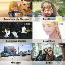 Nicamery FHD 1080P 2400万像素 3.0英寸 270度旋转屏幕 16倍数码变焦摄像机，带麦克风、遥控器和2块电池 - 黑色 - 查看 7