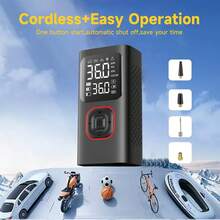 Tire Inflator Portable Air Compressor Cordless Bike Pump With Digital Dual Values Display, 150 PSI Car Tires Air Pump With LED Lights&Pressure Gauge For Auto, Motorcycles, Bikes, Balls - Black - View 6