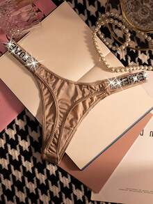 JROZXF 5pcs Sexy Thongs Womens Panties Rhinestone Low Waist Underwear Soft Breathable Comfortable Female Lingerie Good Elasticity Opaque Suitable For Daily Work Sports And Dating Sexy Gifts For Lovers Womens - 混合色2 - 查看 3