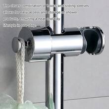 1个可调节淋浴喷头支架，可旋转且经久耐用，塑料和金属材质，黑色/灰色/铬色圆柱形。可360°旋转，夹持牢固，适用于浴室、日常沐浴和四季使用。浴室配件/浴室工具 - 彩色 - 查看 11