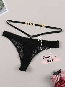1pc Customized Sexy Women's Panties, Can Be Customized With English Letters, Names, Sexy Patterns, Couple Patterns, Letters, Panty Patterns, Suitable As Valentine's Day Gift, Christmas Gift, Holiday Gift Or Couple Gift