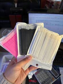 HMQ beauty 100 件一次性微型刷睫毛延长去除棉签带尖头睫毛延长工具，散装包装 - 彩色 - 查看 16