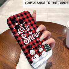 1PC Phone Case ,  Red Plaid Snowmen Christmas Pattern , Stylish Phone Case, Phone Decoration, All-around Lens Protection, Creative Small Gift, Funny Gift for Boys and Girls - ブラック - チェックする 2