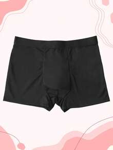 Men's Black Briefs With Minimalist Buttock Letter & Lip Print, Elastic Comfortable Underwear - Black - View 2