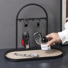 Bandeja de cuero estilo nórdico: organizador multiusos para joyas, llaves, gafas y talla grande | Crema y marrón - Multicolor - Ver 8