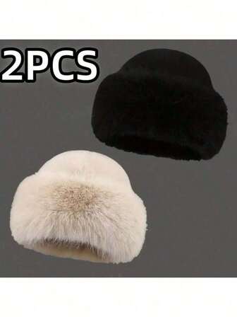 Gorro de invierno estilo coreano esponjoso para mujer, gorro sólido de estilo mongol grueso y forrado térmicamente, resistente al viento y cálido para exteriores, sombreros de invierno para mujer, tocado europeo y coreano versátil, accesorio de invierno esencial, diadema esponjosa, piel sintética, gorro de punto, sombreros y diademas para mujer, regalo del Día de San Valentín