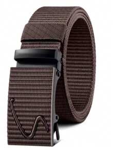 Men's Wide Belt, Reinforced Canvas, With Automatic Iron Buckle - Rust Brown - View 6