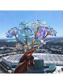 6/1 pieza Rosa artificial - Rosa romántica colorida, regalo de rosa eterna para novia, esposa, mamá, Día de San Valentín, Día de la Madre, cumpleaños, aniversario, decoración de boda