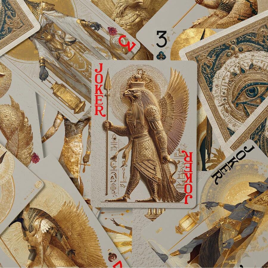 YFOPEN Retro Ancient Egyptian Playing Cards - Mysterious Tone + Ancient Egyptian Civilization Elements, Includes Hieroglyphs, Temples, Mummies, Non-Repeated Designs, For Board Games, Civilization Display & Collection - Multicolor - View 1
