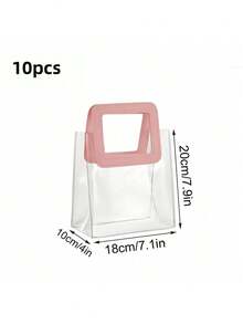 1/3/10 件粉色礼品袋，带心形手柄，可重复使用的透明塑料礼品包装袋，新娘派对，透明礼品袋，心形，周年纪念，情人节，母亲节礼物手工礼品盒糖果巧克力袋装饰（不包括丝带） - 彩色 - 查看 9