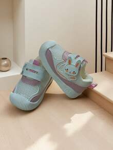 一雙卡通設計網狀PU鉤環平底休閒運動鞋，適合春夏季嬰幼兒穿著。 - 粉色 - 查看 10