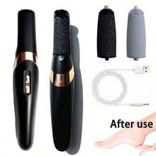 電動腳部繭皮去除器，USB充電式腳部磨腳器，附替換磨頭與LED燈，專業硬皮去除器，腳部護理工具，適用於去除乾燥龜裂腳跟與繭皮 - 彩色 - 查看 16
