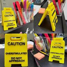 1 Pc Caution Overstimulated Desk Sign - Funny Office Desk Warning Signs For Colleagues, Employees, And Bosses, Durable And Lightweight Workspace Warning Signs And Office Decorations - Multicolor - View 4