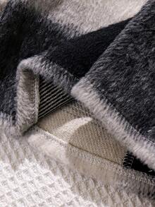 Street Style Peter Pan Collar Wool Blend Pocket Long Sleeve Jacket, Autumn/Winter - Black and White - View 10