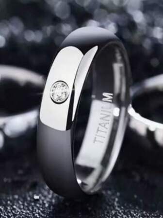 4毫米钛钢镀S925银素面戒指，不褪色结婚/订婚戒指，时尚优雅的珠宝礼品，永恒风格，适合日常佩戴、派对、圣诞节、生日、节日、送给闺蜜的礼物