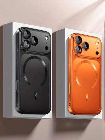 Luxury Matte Electroplated Transparent Magnetic Wireless Charging Phone Case Compatible With For Iphone 13/14/15/16/17 Air Pro Max Plus, Featuring A Lens Film And Shockproof Transparent Back Cover.