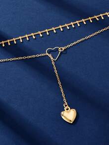 2pcs Gold-Tone Minimalist Necklace Set - Gold - View 3