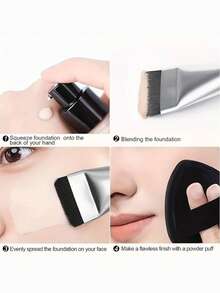 1pc One-Stroke Foundation Brush, Flat Head Flawless Bare Skin Base Makeup Brush, Lightweight Seamless Concealer Brush, Flexible Skin-Friendly, Quick Application, No Brush Marks, Dense Bristles, Sheer Makeup Finish, Suitable For Foundation Brushes, Essential Makeup Tool, Holiday Gift, Birthday Gift, Perfect Gift For Loved Ones - Multicolor - View 5