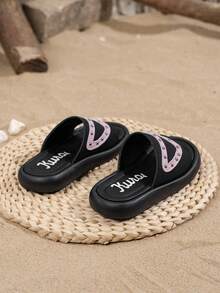 1 Pair Girls' Summer Slippers New Pearl Design Fashion Princess Sandals, Children Soft Bottom Shoes, Baby Beach Shoes, Stylish For Girls - Pink - View 4