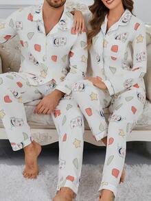 CRAYON SHINCHAN 2 件蜡笔小新泡泡云柔软舒适卡通印花开衫长袖睡衣套装女士随机印花春秋 - 米色 - 查看 3