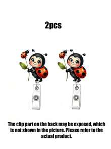 Cute Ladybug Retractable Nurse ID Badge Holder, With Retractable Mechanism And Clip - 2D Flat Acrylic Medical ID Card Holder, Black Spots And Lively Eyes - Retractable Lanyard Clip, Durable Tag, Suitable For Medical Students And Practicing Nurses - Durable PMMA Material, For Workplace Identification, Medical Tag Clip | Funny Design - Multicolor - View 10