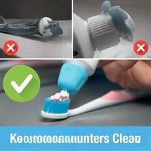 自动牙膏盖分配器 - 成人和儿童浴室适用，无脏乱牙膏盖 - 浴室配件 - 易于使用（颜色随机） - 彩色 - 查看 3