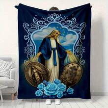 1PC Jesus Pattern Flannel Blanket, Machine Washable, Soft And Comfortable, Lightweight Wool Blanket, Comfortable Air Conditioning Blanket, Home Decoration, Suitable For All Seasons, Friend Gift, Suitable For Sofas, Beds, Cars, Offices, Camping, Travel, Outdoor, Suitable For Giving To Family And Friends. The Perfect Gift For Sons, Daughters, Grandmothers, Grandfathers, Fathers, Mothers, Uncles, And Aunts