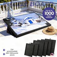 Lightweight Canvas Puzzle Board With 6 Drawers And 2-In-1 Stand - Slanted Design Fits 1000 Piece Puzzles, Adult-Friendly Portable Storage, Suitable For Home, Office Or Puzzle Enthusiast Gift, Fashionable Appearance, Durable Structure