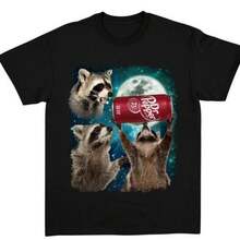 Three Raccoons Vintage Graphic-Shirt Funny Dank Raccoons Shirt Gifts Men Women Unisex Tee Sweatshirt Top Streetwear Cotton Flower Print Casual HorrorAsymmetrical Long Sleeve Cami Elegant Blue Short Natural Breathable Fashion - 黑色 - 查看 6
