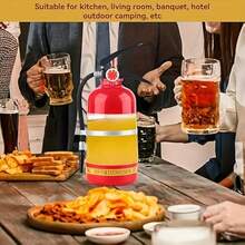 60-Ounce Portable Fire Extinguisher-Shaped Liquor Dispenser - Dual-Purpose Beverage Server For Beer, Spirits, And Wine - Red/Clear Durable Plastic Party Decor For Restaurants, Homes, And Events - Splash-Proof Design, No Assembly Required, Large-Capacity Party Drink Dispenser With Fire Extinguisher Appearance And Splash-Proof Design - 紅色 - 查看 8