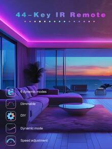 1 pieza Tira de luz LED RGB inteligente, disponible en longitudes de 1m/3m/5m/10m/15m/20m, incluye control remoto de 44 teclas, color y brillo ajustables, cortable, fácil instalación. Adecuado para tira de LED con cambio de color sincronizado con música, regulable, aplicable para dormitorio, sala de estar, iluminación trasera de TV, cocina, bar, sala de juegos, decoración del Día de San Valentín y fiestas, etc. - RGB - Ver 7