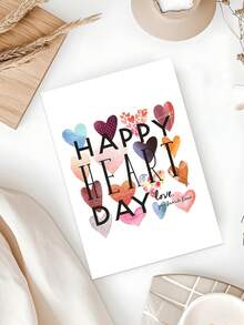 1PC Special Valentine's Day Card (With Envelope) - Unique Greeting Card, "Happy Heart Day" Message, Perfect For Partner/Husband/Wife/Boyfriend/Girlfriend, Valentine's Day/Anniversary - Multicolor - View 5