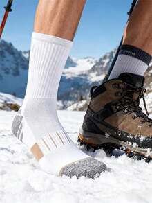 5 Paar Sport Crew Socken für Herren & Damen, atmungsaktive gepolsterte Socken bis zur Mitte des Waden, feuchtigkeitsableitende Anti-Blasen Socken für Laufen/Gym/Training - Schwarz und Weiss - Übersicht 5