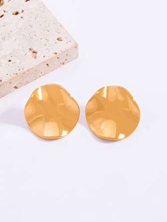 1 Pair Minimalist Geometric Asymmetrical Exaggerated Creative Round Disc Earrings