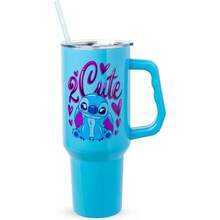 SLAWDisney Lilo And Stitch 2 Cute Stainless Steel Tumbler With Handle Fits In Standard Cup Holder 40 Ounces - KawaiiStitchSitting - View 1