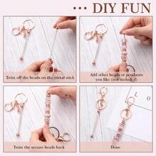 Tondiamo 12 Pcs Beadable Keychains Bars Bulk Blank Beaded Metal Keychain For Craft DIY Gift - Rose Gold - 查看 5
